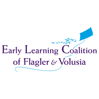 A green background with the words early learning coalition of flagler and volusia.
